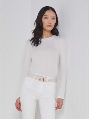 L'agence Tess Long Sleeve Tee in White Sz S NWT $130